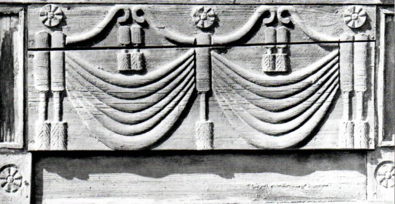 Window ledge. "Curtain with tassels" decoration . Second half of 19th century