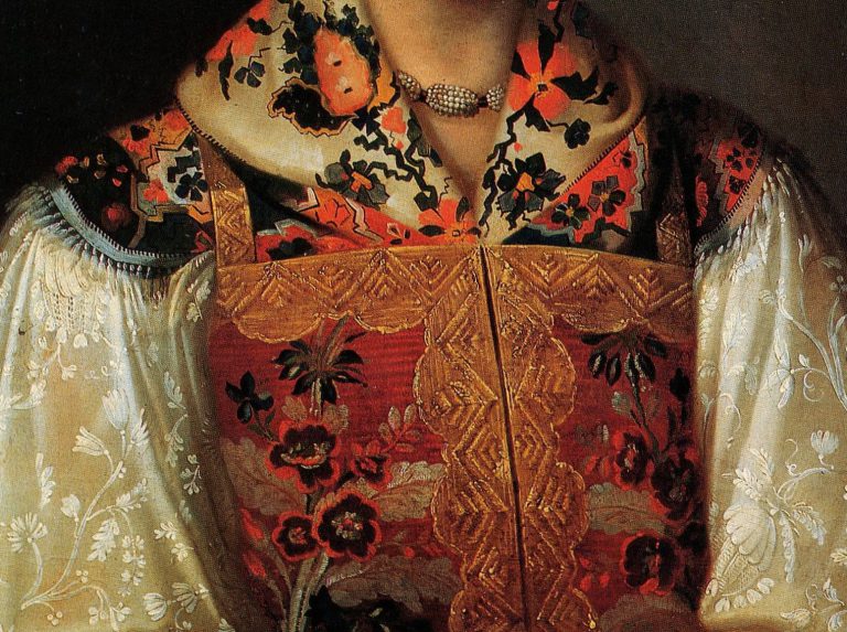 Portrait of Young Woman Wearing Kabluchok Headdress. Detail. <br/>First half of the 19th century