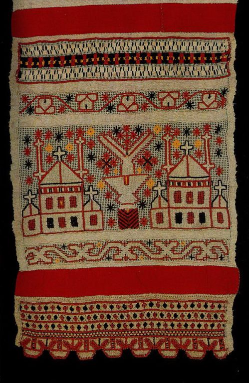 "Sun tower" on Tula towel edge. Late 19th or early 20th century