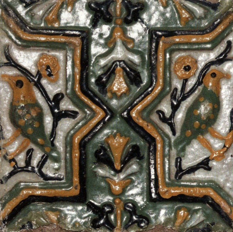 Relief polychrome wall tiles (front). <br/>1669 year