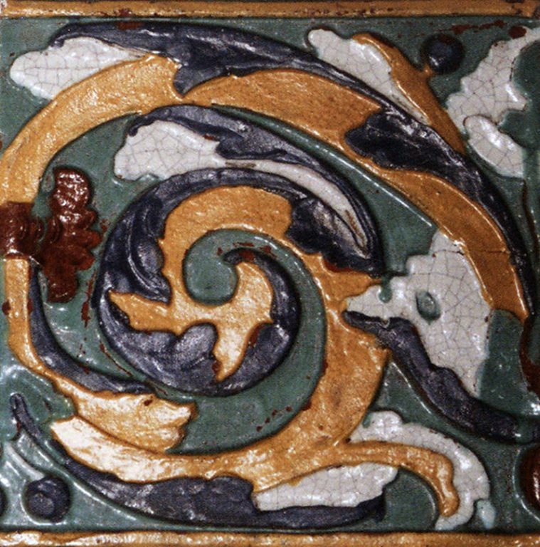 Relief polychrome wall tiles (front). <br/>1701 year