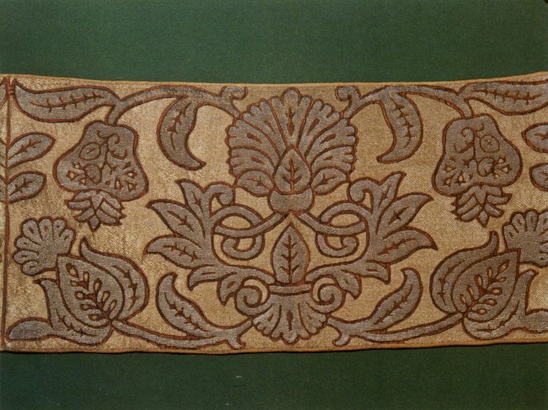 Gold embroidery sample. <br/>Second half of 17th century