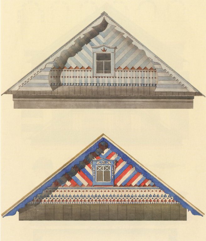 Sample gable design of a Tatar house. <br/>Middle and second half of 20th century