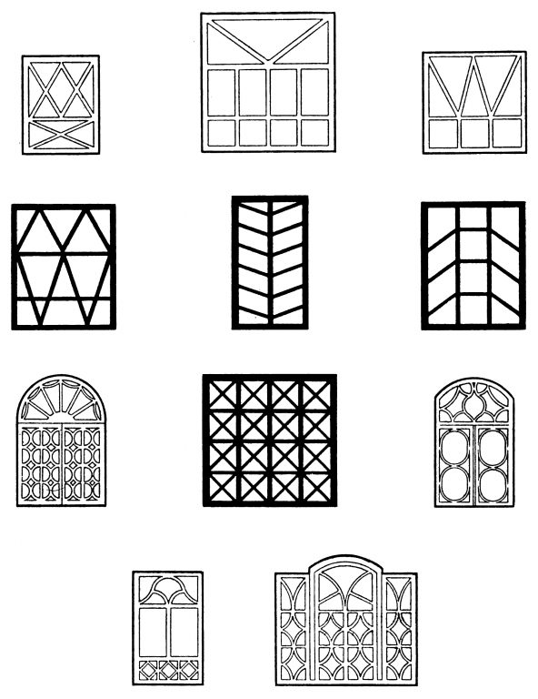 Образцы орнаментальных заполнений оконных переплётов
