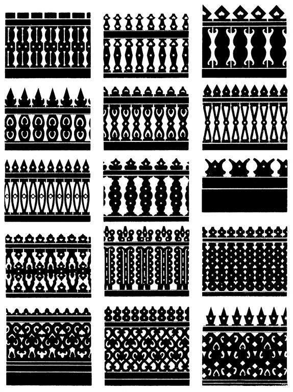Samples of carved fences. <br/>First half of 20th century