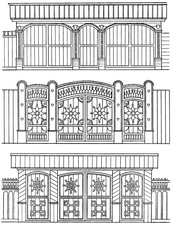 Samples of gates carved decorion elements. <br/>Second half of 19th century