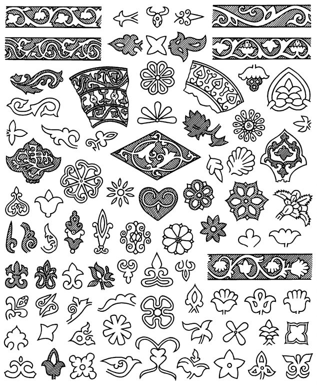 Flower motifs and patterns in jewellery decoration. <br/>9th century - 14th century