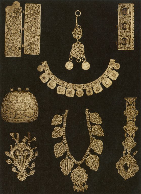 Jewelry: clasps, braid accessories, pectoral decorations, Koran Cases, necklaces, jewelry details. <br/>19th century