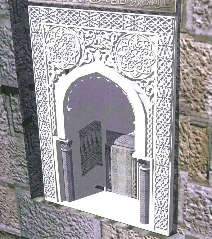 External view reconstruction. Stone carving of the facade niche . 14th century