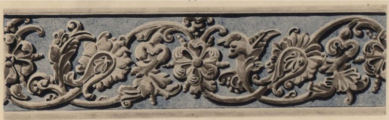 Stone carved ornament of a window frame. <br/>17th century

