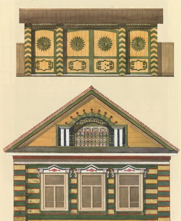 Sample design of the Tatar house gates and façade. <br/>Early 20th century