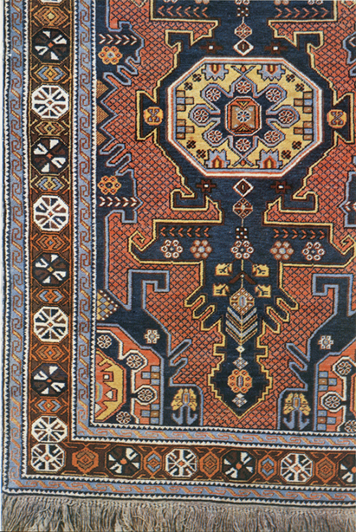 "Djakul" pile rug. Fragment. <br/>1870-1890ies years