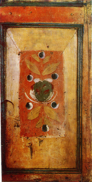 Цветок. Роспись филенки дверки шкафчика. <br/>Конец 19 века