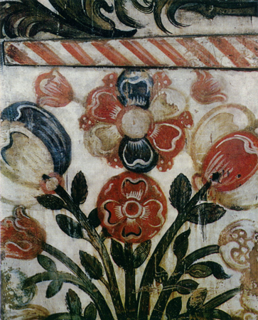 Bouquet. Painting on the right wing of an altarpiece. <br/>17th century