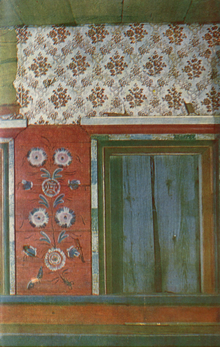 Flowers and birds. Painting of a room's middle part . 1875 year