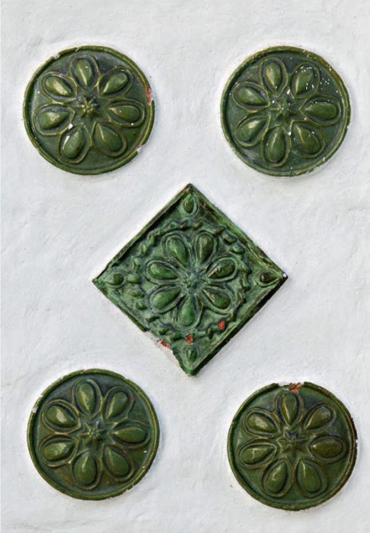 Details of tile decoration of the Church of the Nativity of Christ