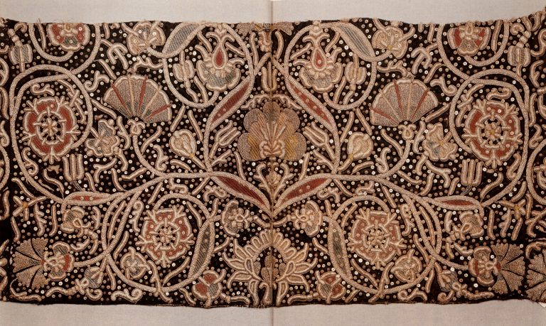 Gold embroidery sample. <br/>Second half of 17th century