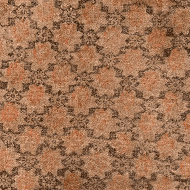 Block-printed linen fabric. Fragment. <br/>17th century