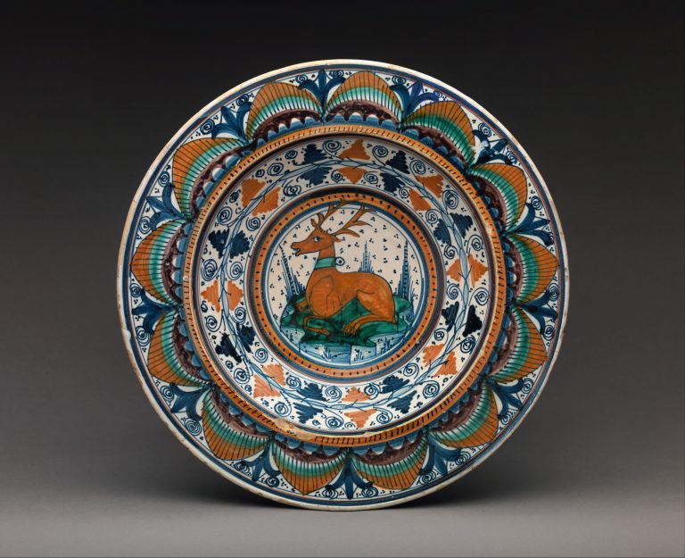 Plate with stag resting