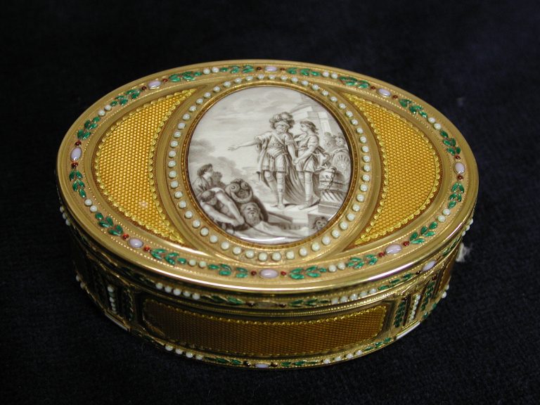 Snuffbox with miniature depicting departure of Telemachus from Egypt