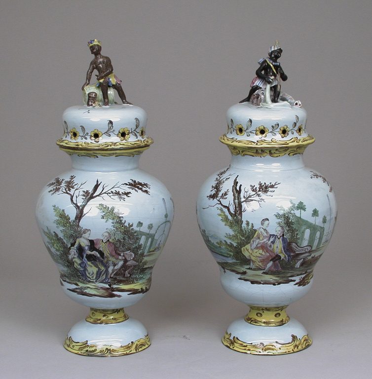 Pair of potpourri vases with covers