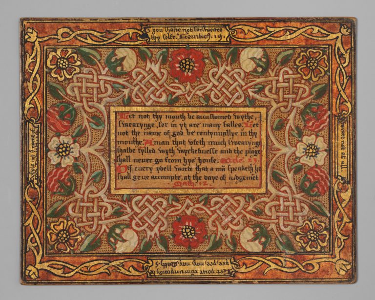 Trencher with quotation from The Governance of Virtue (1566) (one of a set)