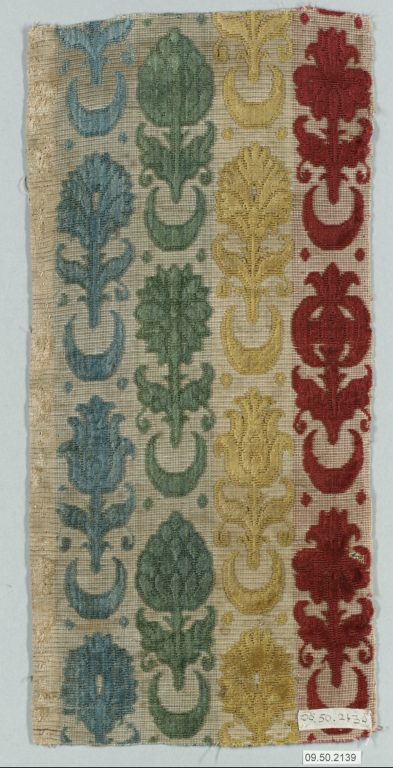 Fragment of polychrome velvet