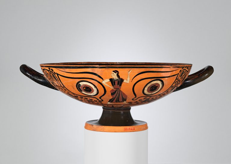 Terracotta kylix: eye-cup (drinking cup)