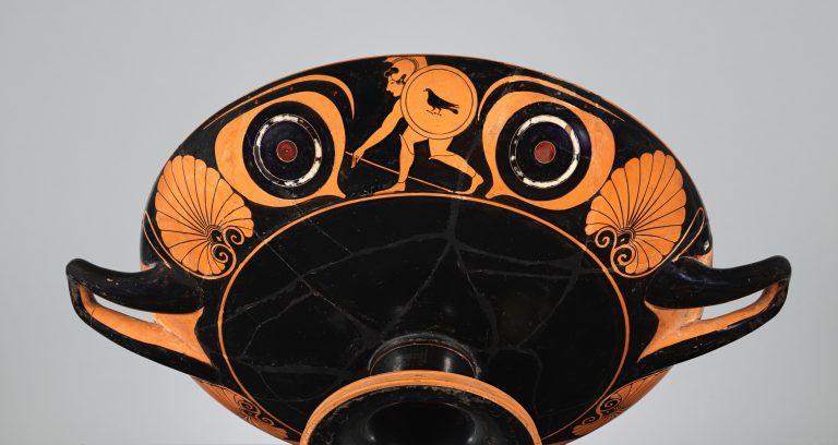 Terracotta kylix: eye-cup (drinking cup)