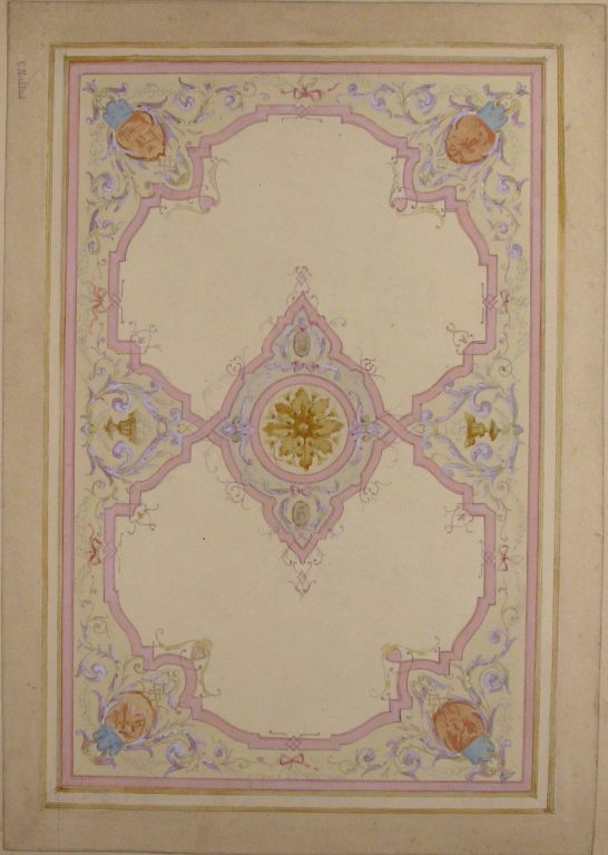 Design for Ceiling Decorated with Lavender Arabesques