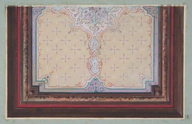 Design for the painted decoration of a ceiling with bursts and filagree