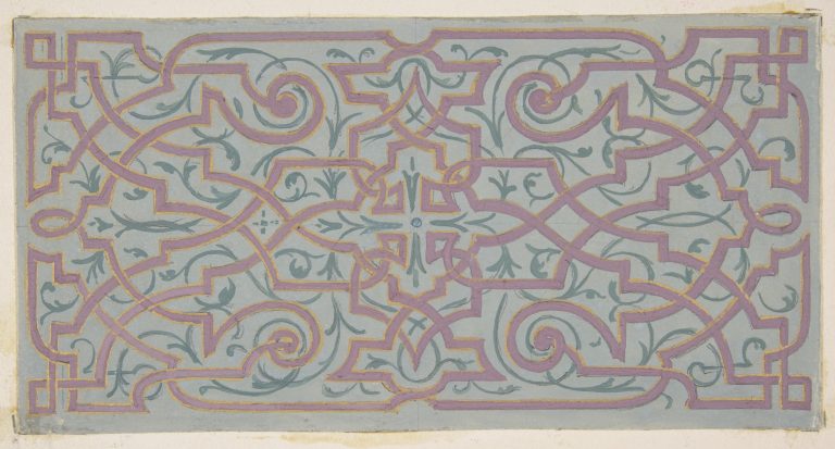 Design for the decoration of a ceiling with strapwork