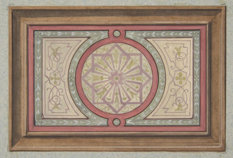 Design for a framed panel with painted decoration