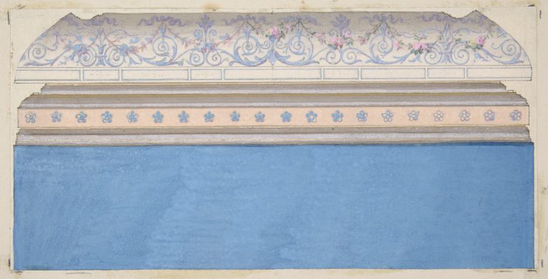 Design for the decoration of a ceiling cove and moulding