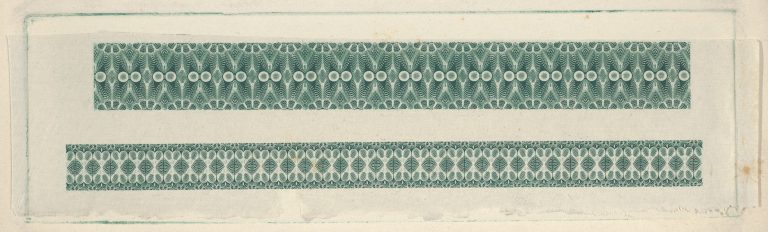 Banknote motifs: two bands of lathe work ornament