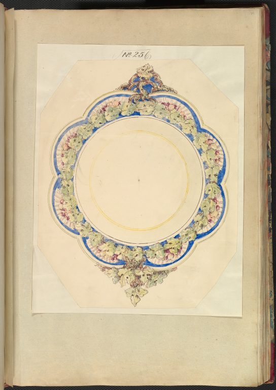 Design for an Eight- Lobed Platter with Leaf Handles