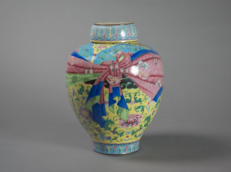 Jar with Floral Scrolls and Wrapped-Cloth Design