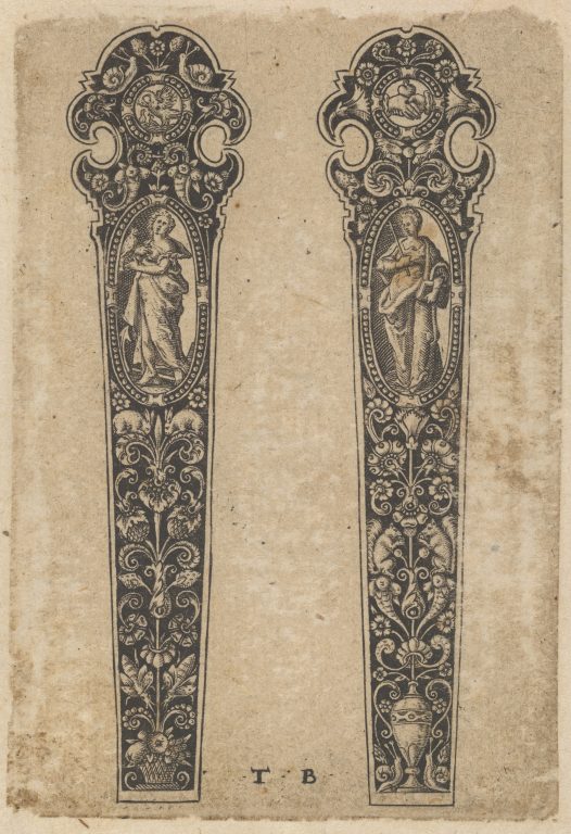 Design for Knife Handles with Personifications of Peace and Faith