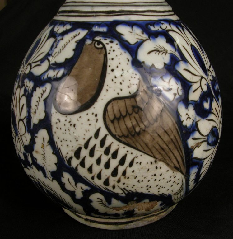 Pear-Shaped Bottle with Birds