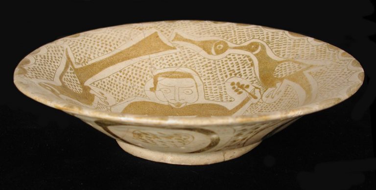 Bowl depicting a Man holding a Cup and a Flowering Branch