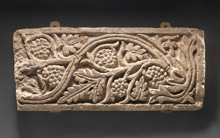 Panel with a Vine Scroll with Grapes