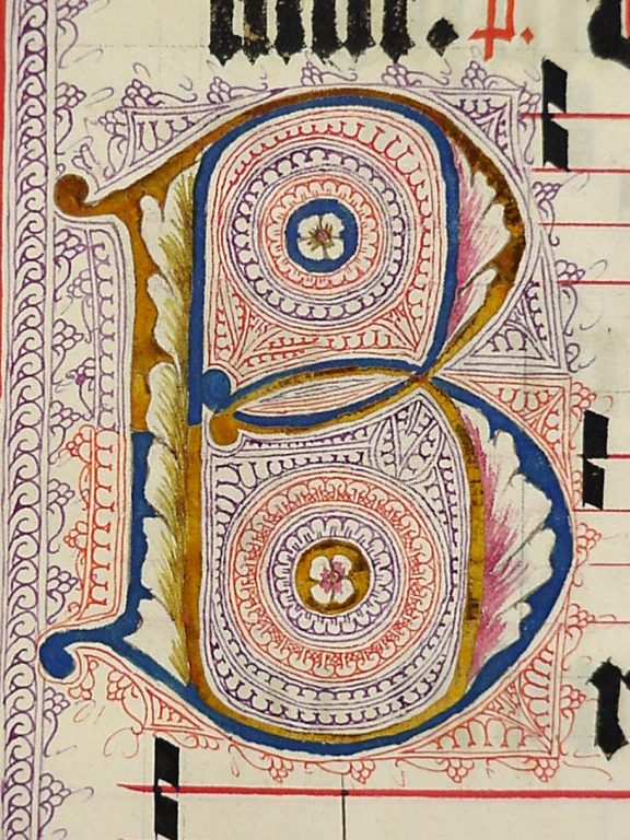 Manuscript Leaf with Initial B, from an Antiphonary