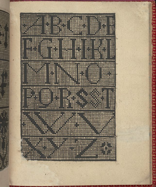 Ce est ung tractat de la noble art de leguille ascavoir ouvraiges de spaigne... page 13 (recto)