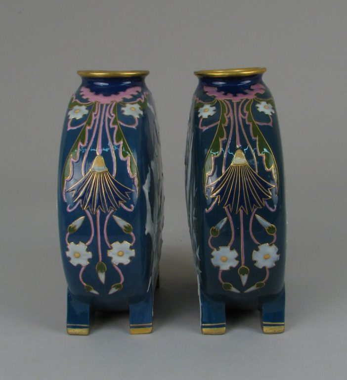 Moon flask with lily or floral motif (one of a pair)