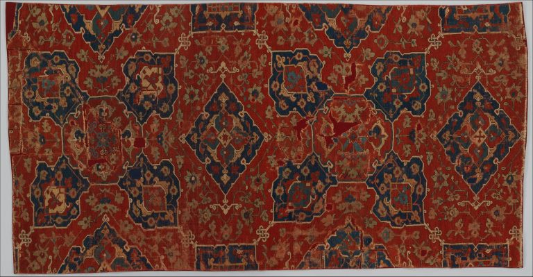 Fragment of a Carpet with Quatrefoil Design